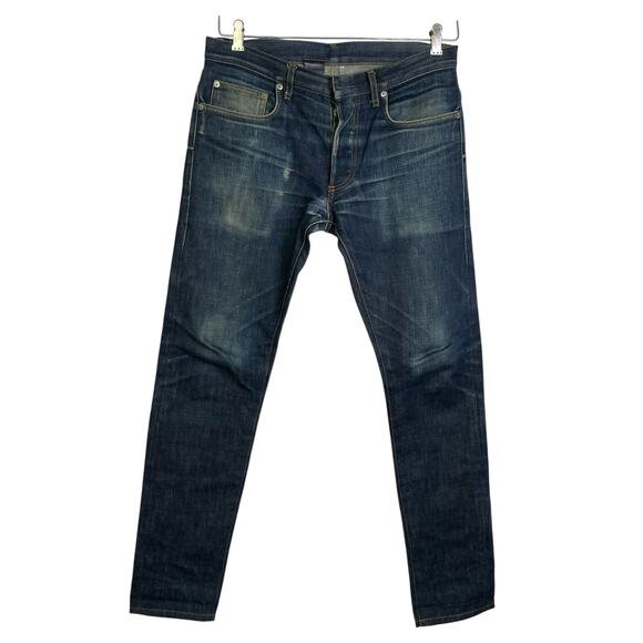Dior Homme Jeans Mens 29 Blue Raw Denim Japan Button Fly Cotton Faded Repaired - Picture 1 of 16